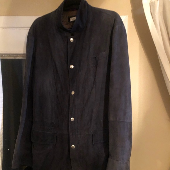 Brunello Cucinelli Other - Men’s Cucinelli  Very soft leather coat. Size M-L Color navy blue.